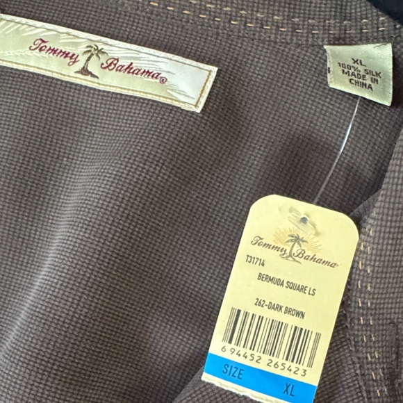 Tommy Bahama Silk Men’s Brown Shirt - Picture 5 of 7